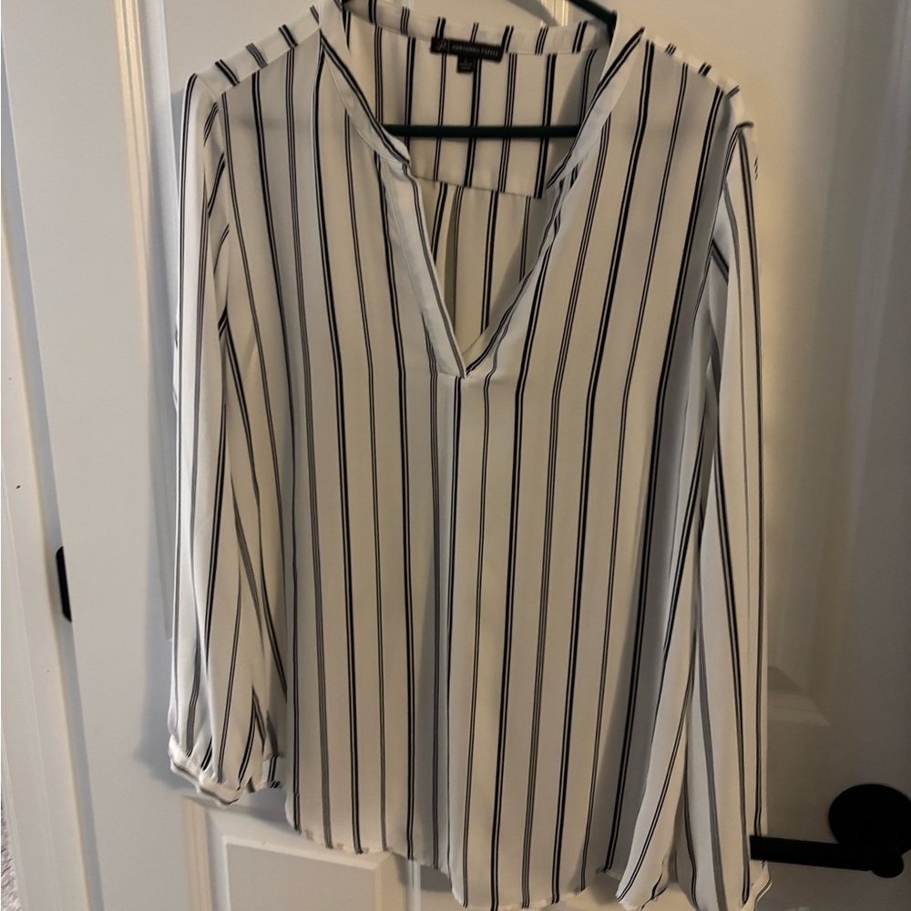 Adrianna Papell Black and White Striped Blouse